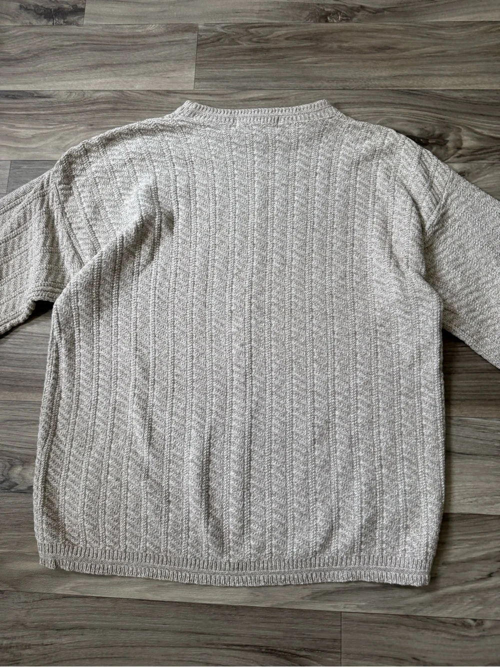 Vintage 90s Made in USA 100% Cotton Textured Sweater Beige Grandpa Sweater Sz M